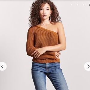 Forever 21 light Brown off the shoulder sweater